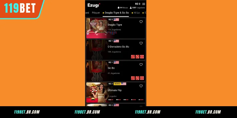 Benefícios Exclusivos Oferecidos Pelo Ezugi Jogo Ao Vivo na 119BET