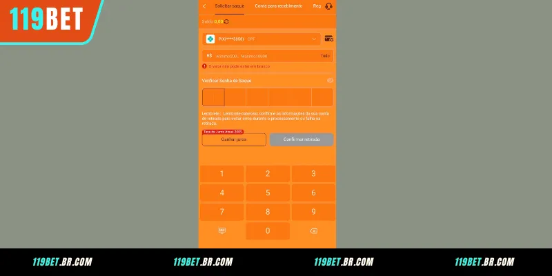 Realizar a Solicitação de 119BET Saque